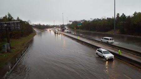 Flooding on Interstate 45 at Main on Wednesday morning, January 18th.