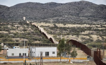 President Trump is expected Wednesday to sign an order to begin building a new wall along the border line between Mexico and the U.S. Here, the border is seen from the community of Sasabe in Sonora state, Mexico, earlier this month.