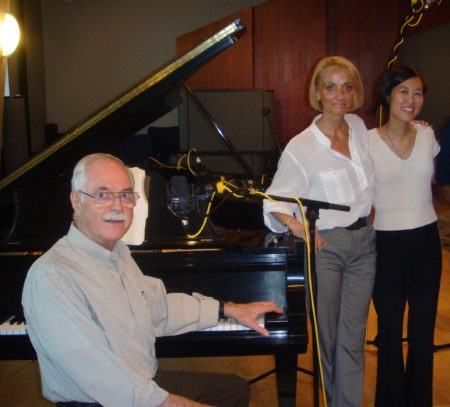 Pianist Rene Casarsa, singer Andrea Berri and HPM's Catherine Lu in the Geary Performance Studio