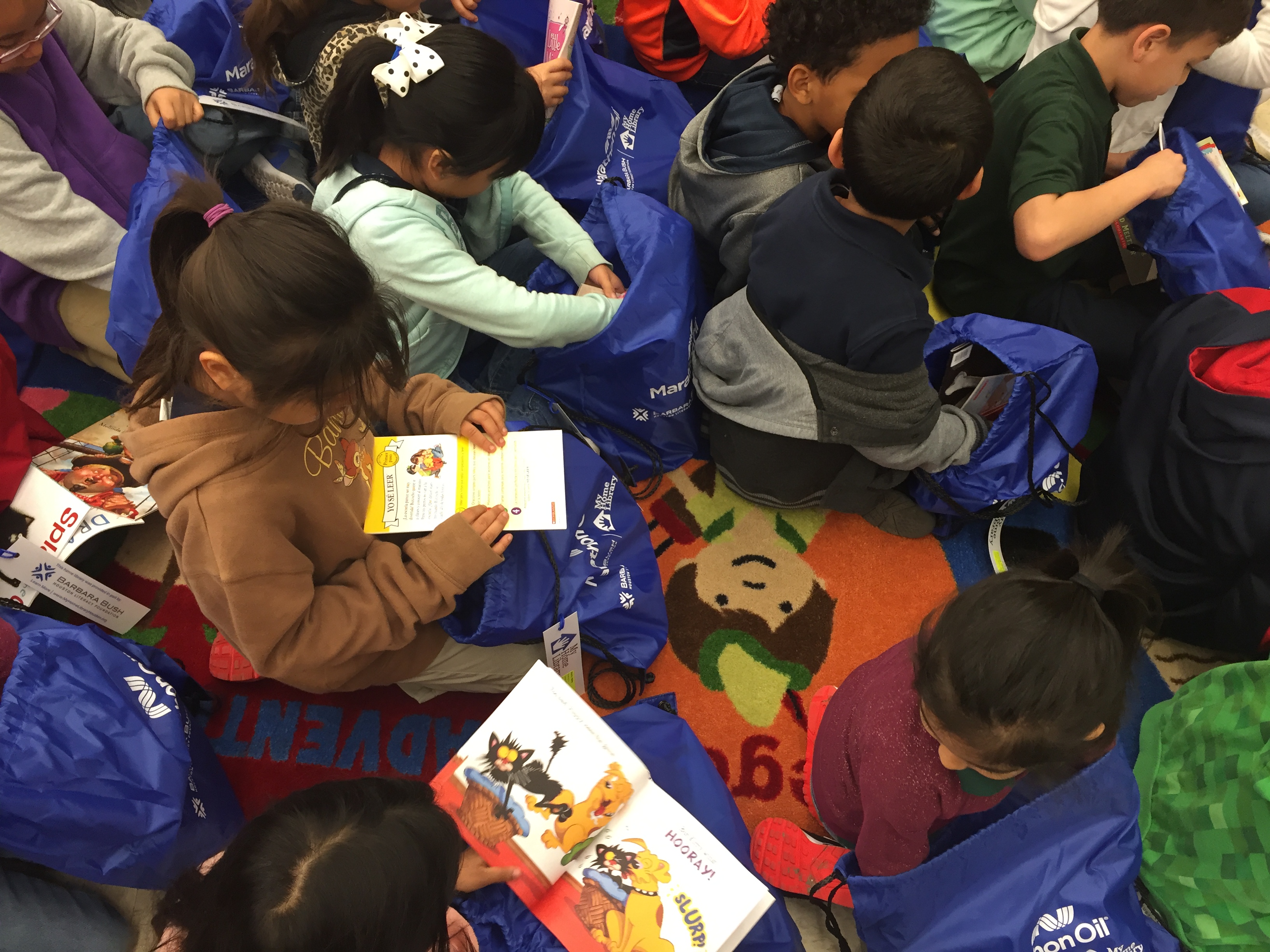 More than 500 students at Browning Elementary in the Heights received six books for their home libraries from the Barbara Bush Houston Literacy Foundation.