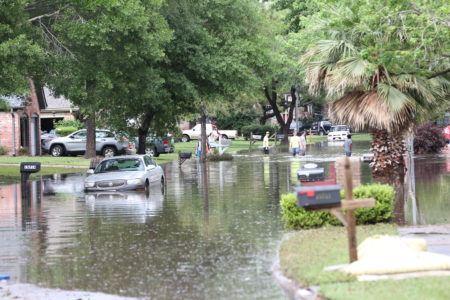 Neighborhood flooded near Bear Creek.