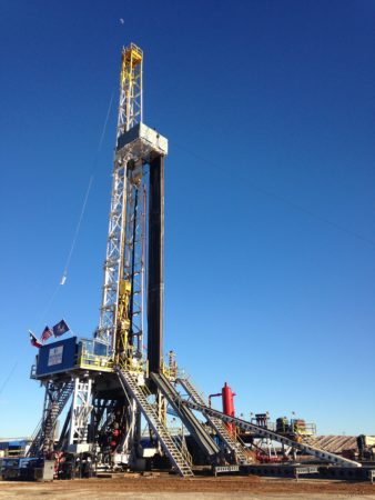 A drilling rig in action in the Permian Basin in 2015.