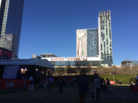 The Marriott Marquis hotel in downtown Houston was finished in time for the Super Bowl in February.