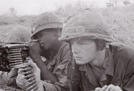 November 20, 1967: OPERATION ESSEX - A Marine machine gun crew from "G" Company, 2nd Battalion, 5th Marines, on Hill 170. Left to right: Private 1st class J.L. Duckworth, Corporal H.T. Hudson, and Private 1st class D.O. McPherson. Photo by: Cpl Aker