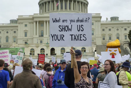 Tax March demonstrators outside the United States Capitol