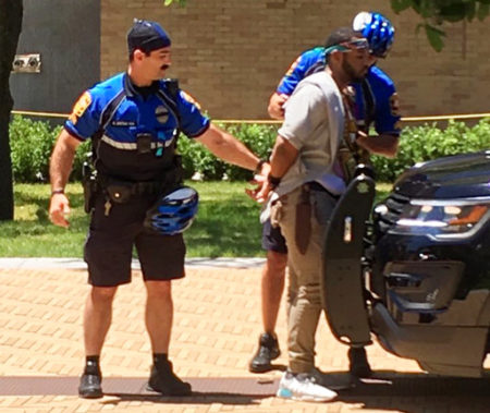 Suspect Kendrex J. White is arrested after a fatal stabbing attack on the University of Texas campus in Austin, Texas, Monday, May 1, 2017.