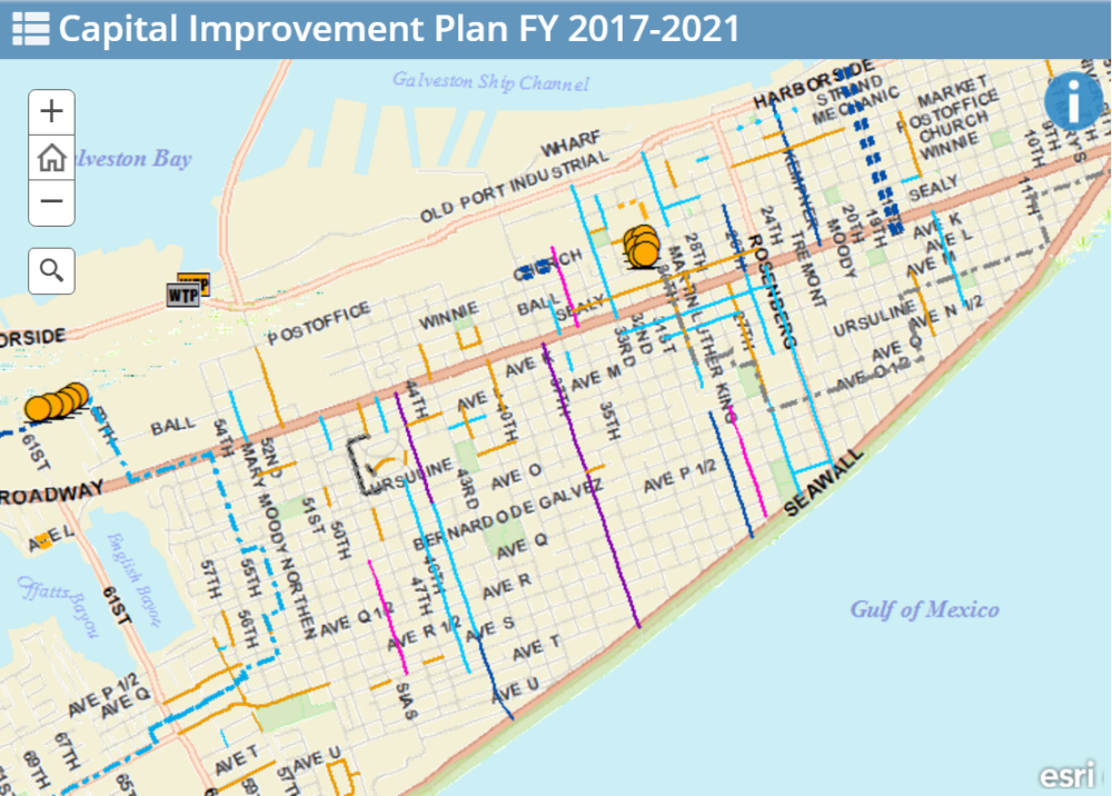 Map of Galveston's Capital Improvement Program 