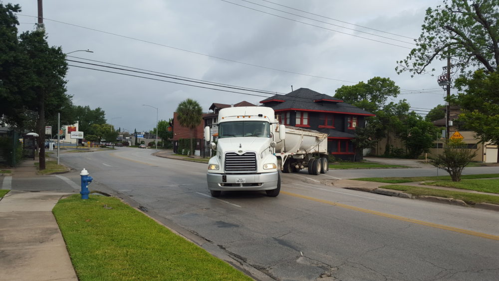 Even 18-wheelers use the narrow section of Lower Westheimer. 