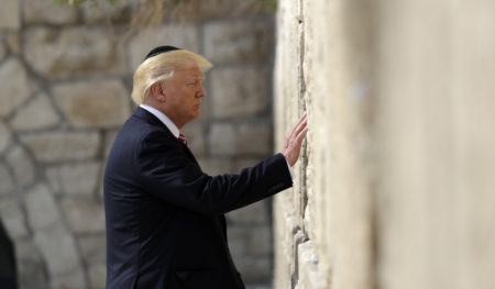 President Trump visits the Western Wall on Monday.