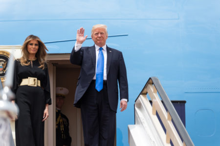 President Donald Trump and First Lady Melania Trump arrive in Rihad, Saudi Arabia,