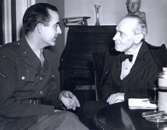 Samuel Barber, in uniform, meets with Serge Koussevitzky