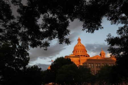 The Texas Capitol at sunset