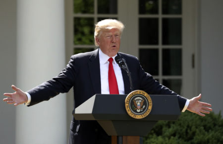 President Donald Trump speaks about the U.S. role in the Paris climate change accord, Thursday, June 1, 2017, in the Rose Garden of the White House in Washington.  (AP Photo/Andrew Harnik)