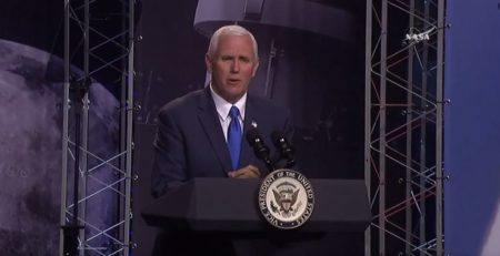 Vice President Mike Pence says the Trump administration firmly supports NASA's mission