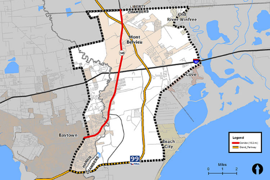 Survey area extends from Baytown to the Liberty County-Chambers County Line. 