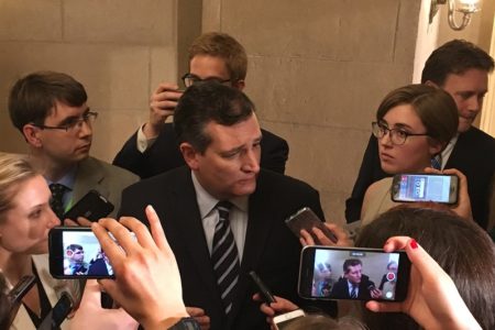 Speaking to reporters after President Donald Trump's address to Congress on Feb. 28, 2017, U.S. Sen. Ted Cruz reiterated his desire to repeal and replace the Affordable Care Act, saying that Americans were suffering from high insurance premiums.