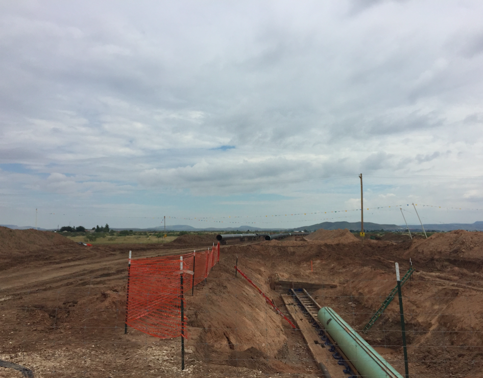 A construction site for a pipeline that recently began moving natural gas from West Texas to Mexico.