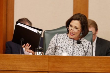 State Sen. Lois Kolkhorst, R-Brenham, lays out Senate Bill 6, the so-called "bathroom bill," at a State Affairs Committee hearing on March 7, 2017.