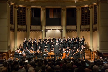 Choir and orchestra in South Main Baptist Church