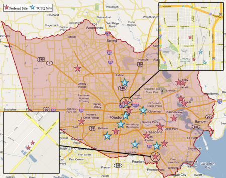 Current and former Superfund sites located in Harris County, Texas. https://www.tceq.texas.gov