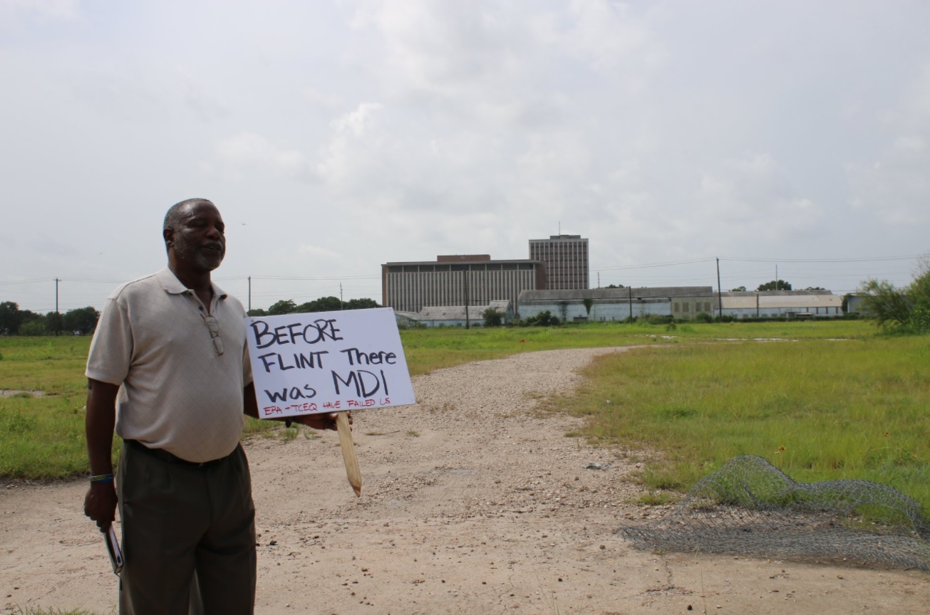 Rev. James Caldwell stands at the MDI Superfund site in Houston’s 5th Ward. The site was once home to a metal casting facility that spewed lead contamination on the surrounding community.