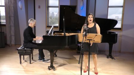 Ars Lyrica's Matthew Dirst and Cecilia Duarte perform in HPM's Geary Studio.