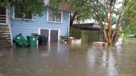 Flooded garage near White Oak Bayou in Woodland Heights, Houston on Aug.27th, 2017. Houston Texas Sunday August 27, 2017.