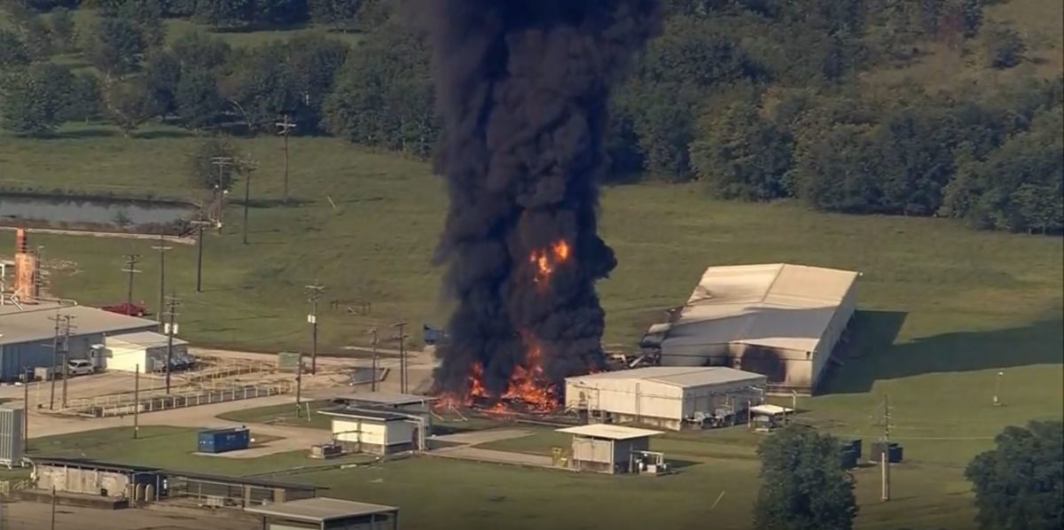 File photo of September 8, 2017 shows a fire at the Arkema chemical company in Crosby, Texas. 
