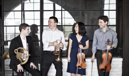 ROCO's Gavin Reed (French horn), George Chase (trumpet), Kana Kimura (violin) and Lorento Golofeev (viola)