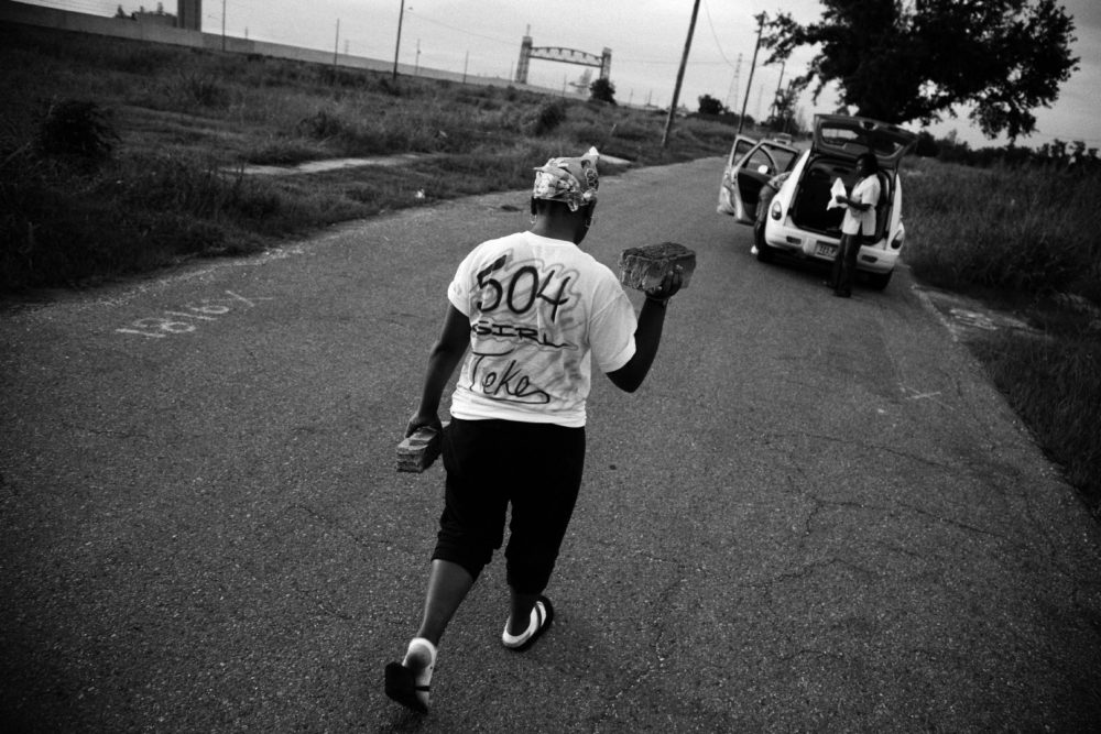 In this photo from 2007, Talitha Halley visited the lower Ninth Ward for the first time after Katrina and took the remaining bricks from her former house.