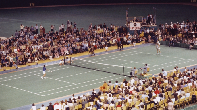 Billie Jean King triumphs in “Battle of the Sexes, September 20, 1973