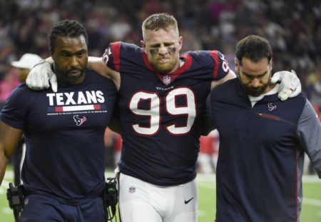 Texans player JJ Watt has a tibial plateau fracture and will miss the rest of the season.