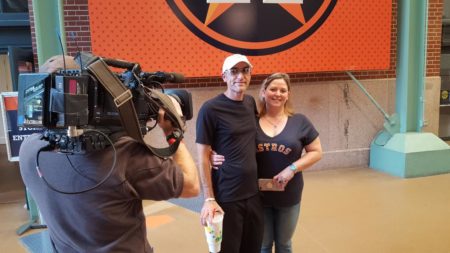 David and Sarah Oller say their first date was an Astros game. They've been rooting for the team ever since.