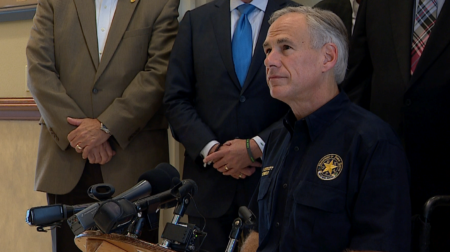 Governor Abbott speaks on Harvey recovery efforts in Sugar Land.