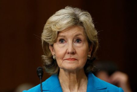 U.S. President Donald Trump's nominee for ambassador to NATO Kay Bailey Hutchison testifies at the Senate Foreign Relations Committee hearing on her nomination on Capitol Hill in Washington, U.S. July 20, 2017.