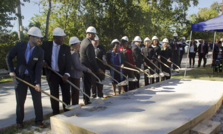 Officials, including Harris County Department of Education Superintendent James Colbert and Congresswoman Sheila Jackson Lee break ground on Fortis Academy.