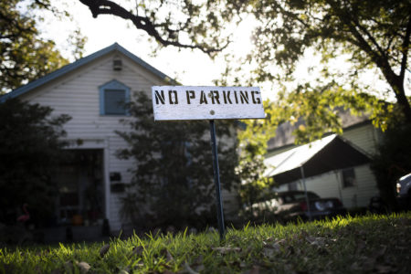 A sign in front of a house in Clarksville warns would-be parkers. But does it carry any weight?MARTIN DO NASCIMENTO / KUT