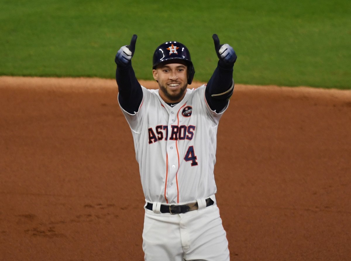 Houston Astros center fielder George Springer's haircut during the