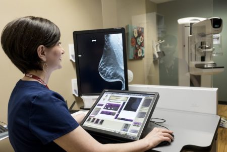 A new law will require insurers to cover 3-D mammograms at no additional cost to patients. Radiology technologist Shadak Kiankarimi works with a 3-D mammography machine at ARA Diagnostic Imaging in Austin. The computer screen shows the detail of the 3-D imaging.