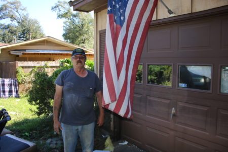 James Hert, a disabled vet who lives in the Hidden Forest neighborhood in northeast Houston, is still waiting for money from FEMA so he can start rebuilding his home after it received five feet of water during Harvey.
