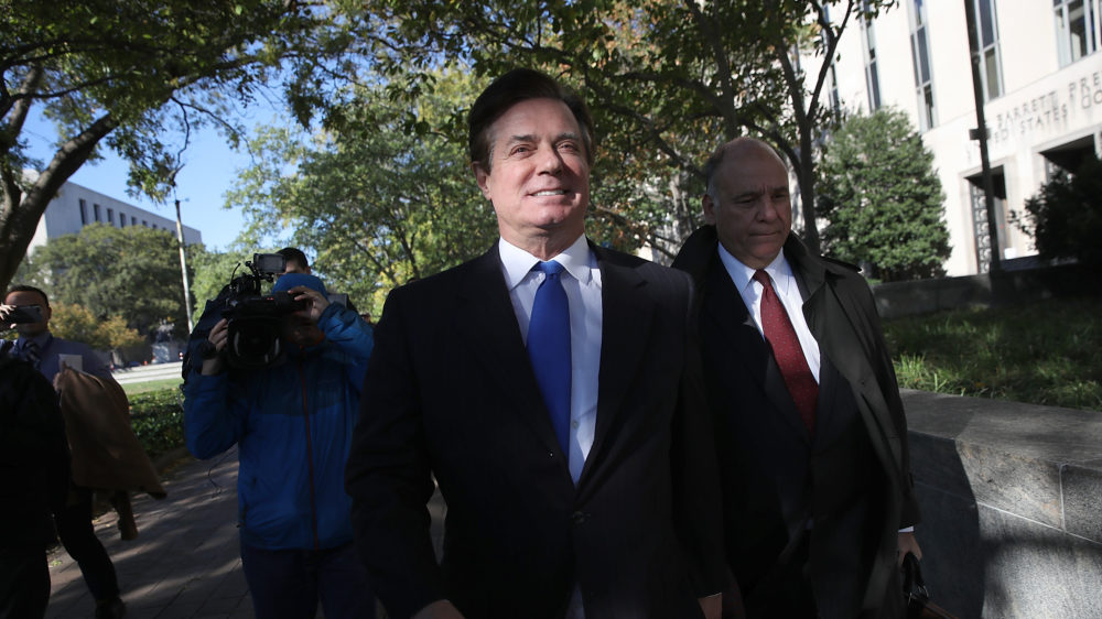 Former Trump campaign chairman Paul Manafort leaves U.S. District Court after pleading not guilty following his indictment on federal charges on Monday, October 30, 2017 in Washington, D.C.