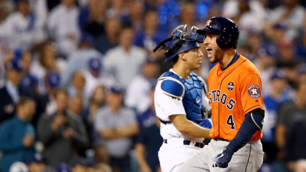 George Springer's double and later his two-run homer helped the Houston Astros to build up an early lead over the Los Angeles Dodgers in Game 7 of the World Series.