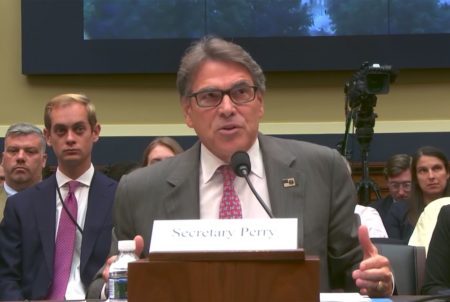 Secretary of Energy Rick Perry testifies at a Committee on Energy and Commerce hearing in Washington, D.C. on Oct 12, 2017.