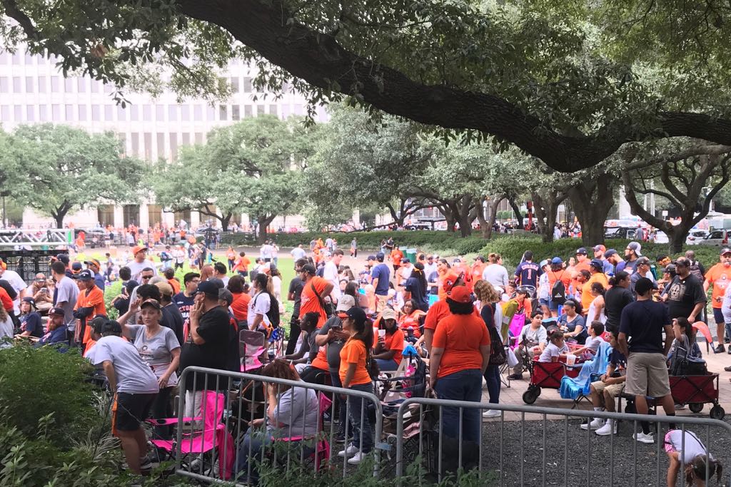 SkyEye live over crowds in downtown Houston ahead of Astros Championship  Parade 