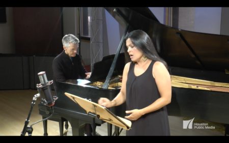 Cecilia Duarte and Matthew Dirst of Ars Lyrica Houston perform in HPM's Geary Studio.