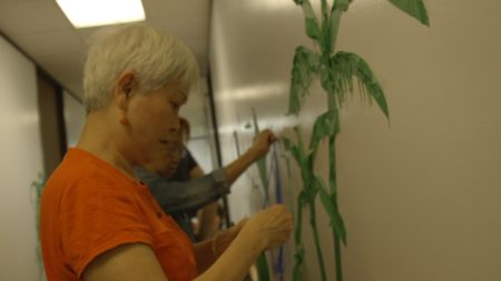 A tape-art workshop at the Chinese Community Center.