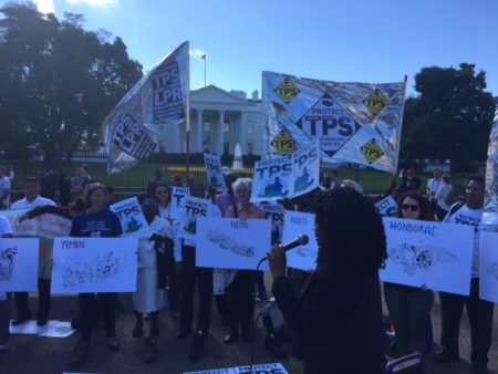 Pro-immigration activists rally in front of the White House, in Washington D.C., to ask the federal government to maintain the Temporary Protected Status (TPS) designations.