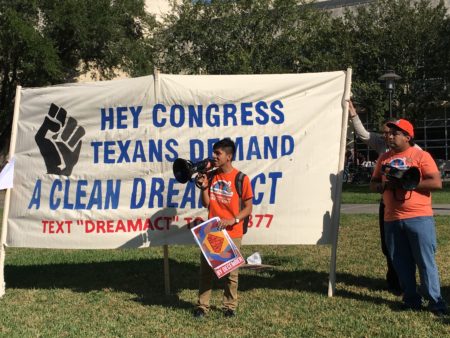 Students rally at the University of Houston's main campus on November 9th 2017 and demand that the United States Congress passes a "clean Dream Act."