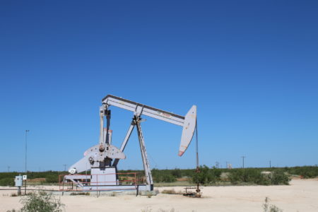 A pump jack near Imperial, Texas in 2017.