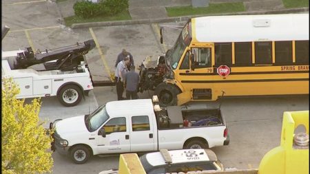 Spring Branch ISD School bus involved in a crash with a garbage truck in West Houston